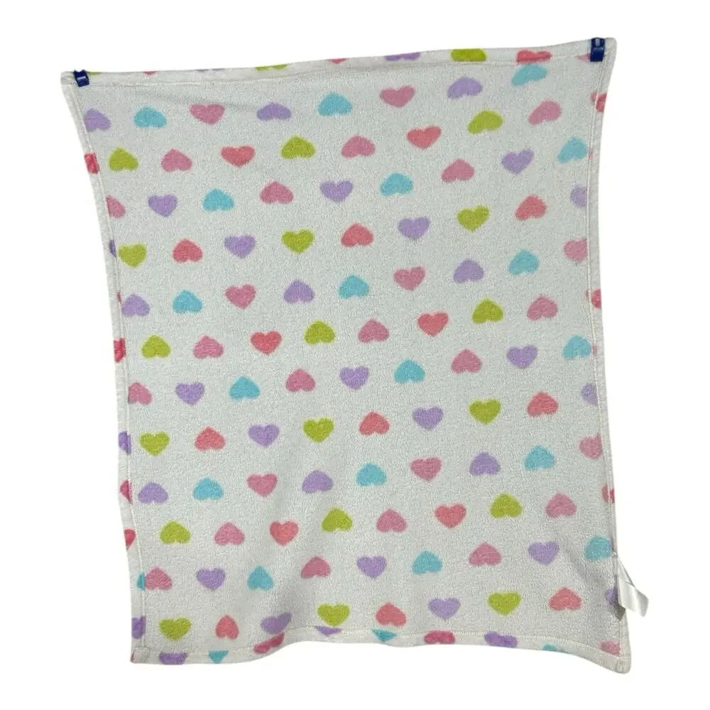 Baby Starters White Heart Blanket Fleece Colorful Pink Purple Green Blue